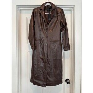 Bailey 44 Matrix Vegan Leather Long Coat Brown Size XS NWT
